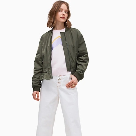 KATE SPADE twill flounce bomber